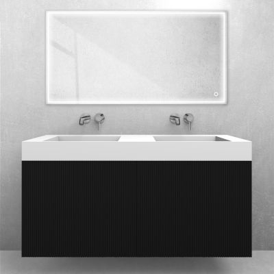 Zestaw Oltens Lun szafka podumywalkowa 120 cm z umywalką Stila LavaForm czarny mat/biały mat 68795300