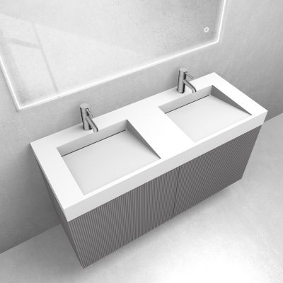 Zestaw Oltens Lun szafka podumywalkowa 120 cm z umywalką Stila LavaForm kaszmir/biały mat 68795900