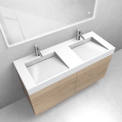 Zestaw Oltens Lun szafka podumywalkowa 120 cm z umywalką Stila LavaForm dąb/biały połysk 68802060