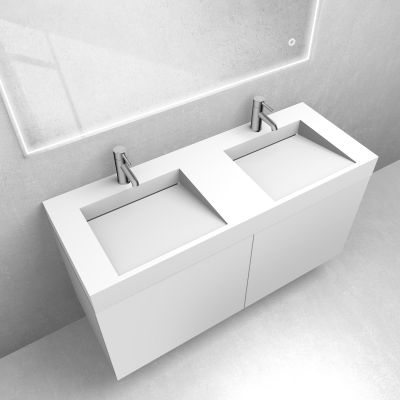 Zestaw Oltens Lun szafka podumywalkowa 120 cm z umywalką Stila LavaForm biały mat 68803000