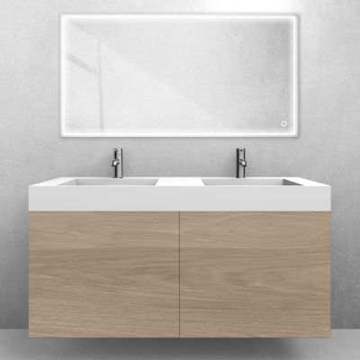 Zestaw Oltens Lun szafka podumywalkowa 120 cm z umywalką Stila LavaForm dąb/biały mat 68803060