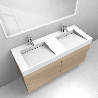 Zestaw Oltens Lun szafka podumywalkowa 120 cm z umywalką Stila LavaForm dąb/biały mat 68803060