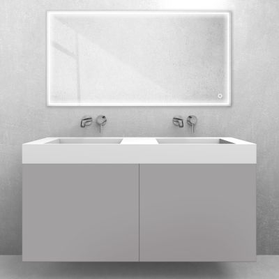 Zestaw Oltens Lun szafka podumywalkowa 120 cm z umywalką Stila LavaForm kaszmir/biały mat 68803900