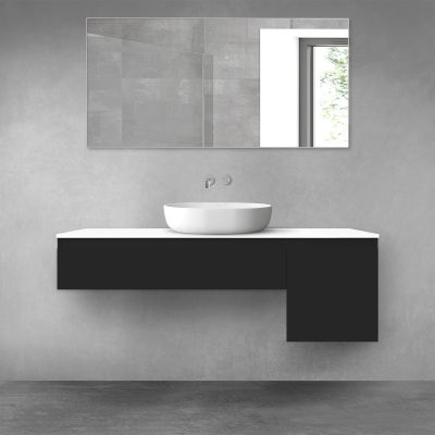 Oltens Vernal zestaw mebli łazienkowych 140 cm z blatem czarny mat/biały połysk 68284300