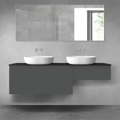 Oltens Vernal zestaw mebli łazienkowych 160 cm z blatem grafit mat/czarny mat 68354400