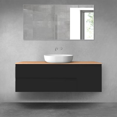 Oltens Vernal zestaw mebli łazienkowych 140 cm z blatem czarny mat/dąb 68263300