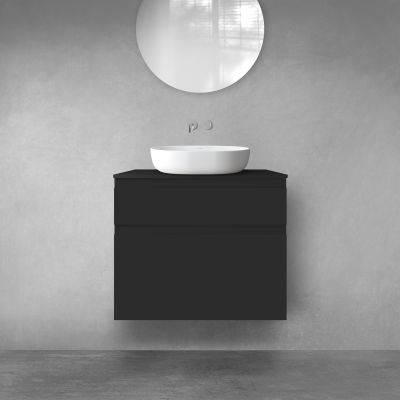 Oltens Vernal zestaw mebli łazienkowych 80 cm z blatem czarny mat 68219300