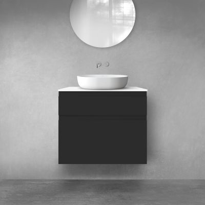 Oltens Vernal zestaw mebli łazienkowych 80 cm z blatem czarny mat/biały połysk 68227300