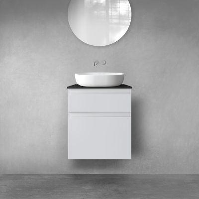 Oltens Vernal zestaw mebli łazienkowych 60 cm z blatem szary mat/czarny mat 68230700