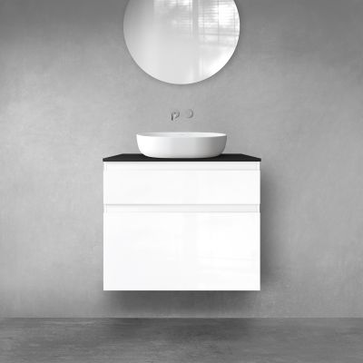 Oltens Vernal zestaw mebli łazienkowych 80 cm z blatem biały połysk/czarny mat 68231000