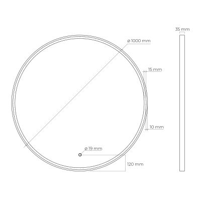 Oltens Nordlis lustro 100x100 cm okrągłe z oświetleniem z matą grzewczą złoty 64102800