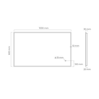 Oltens Nordlis lustro 60x100 cm prostokątne z oświetleniem z matą grzewczą czarny 64111300