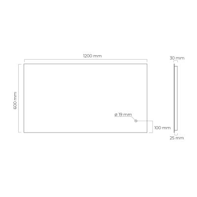 Oltens Nordlis lustro 60x120 cm prostokątne z oświetleniem z matą grzewczą 64112000