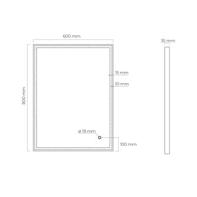 Oltens Nordlis lustro 60x80 cm prostokątne z oświetleniem z matą grzewczą czarny 64105300