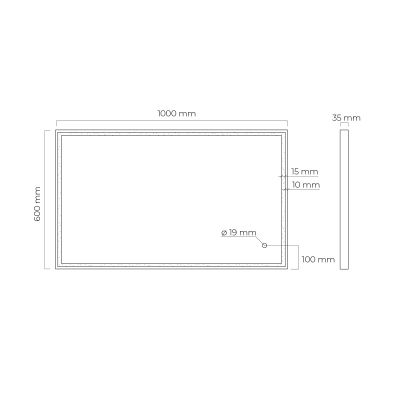 Oltens Nordlis lustro 60x100 cm prostokątne z oświetleniem z matą grzewczą czarny 64106300