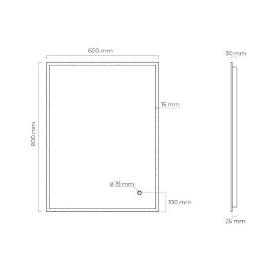 Oltens Nordlis lustro 60x80 cm prostokątne z oświetleniem z matą grzewczą 64105000