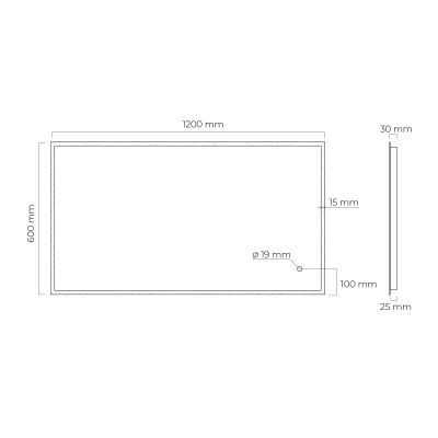 Oltens Nordlis lustro 60x120 cm prostokątne z oświetleniem z matą grzewczą 64107000