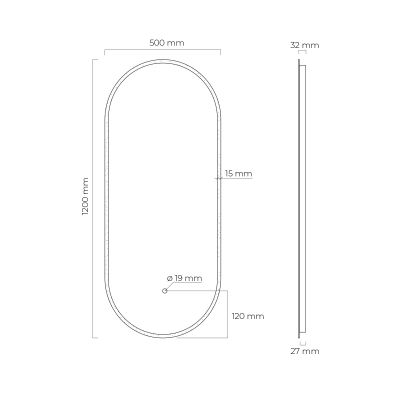 Oltens Nordlis lustro 50x120 cm owalne z oświetleniem z matą grzewczą 64104000