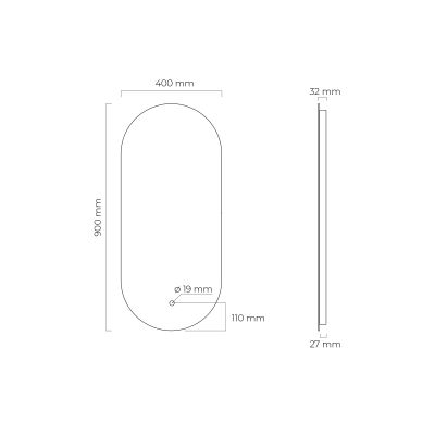 Oltens Nordlis lustro 40x90 cm owalne z oświetleniem z matą grzewczą 64113000