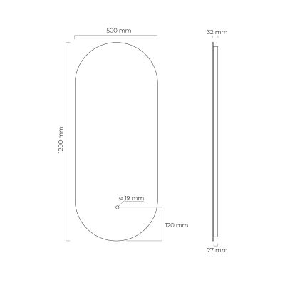 Oltens Nordlis lustro 50x120 cm owalne z oświetleniem z matą grzewczą 64114000