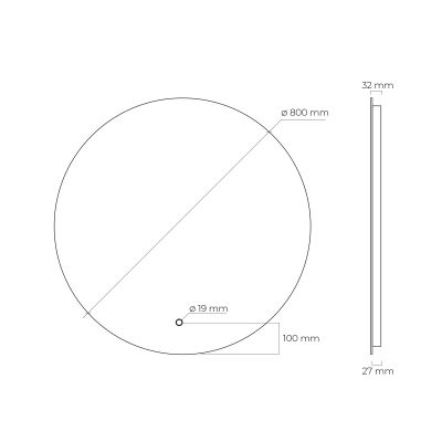 Oltens Nordlis lustro 80x80 cm okrągłe z oświetleniem z matą grzewczą 64109000