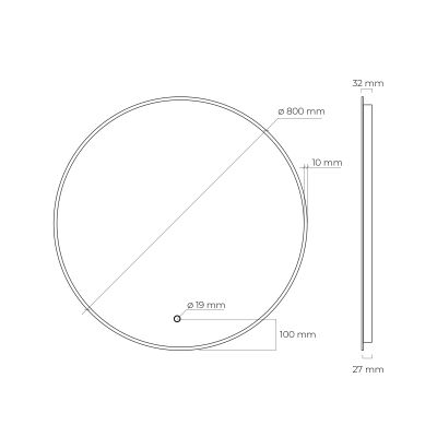 Oltens Nordlis lustro 80x80 cm okrągłe z oświetleniem z matą grzewczą złoty 64109800