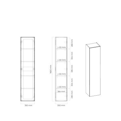 Oltens Vernal szafka 35x30x160 cm boczna wisząca biała 61000000