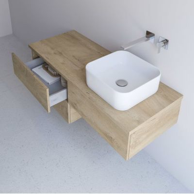 Kronenbach Cube szafka z blatem 161x48,7x23,5 cm podumywalkowa wisząca jasny dąb KBWTKOWTL1612GH