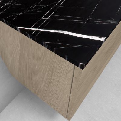 Zestaw Oltens Lun szafka podumywalkowa 120 cm wisząca z blatem Tera dąb/czarny marmur 68705060
