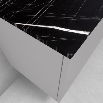 Zestaw Oltens Lun szafka podumywalkowa 60 cm wisząca z blatem Tera kaszmir/czarny marmur 68702900