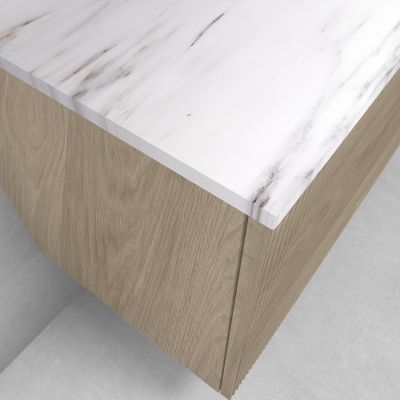 Zestaw Oltens Lun szafka podumywalkowa 120 cm wisząca z blatem Tera dąb/jasny marmur 68701060