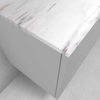 Zestaw Oltens Lun szafka podumywalkowa 80 cm wisząca z blatem Tera kaszmir/jasny marmur 68699900