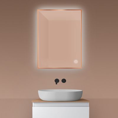 Oltens Nordlis lustro 60x80 cm prostokątne z oświetleniem od tyłu z matą grzewczą miedź szczotkowana 64115610