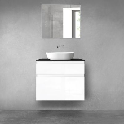 Oltens Vernal zestaw mebli łazienkowych 80 cm z blatem biały połysk/czarny mat 68231000