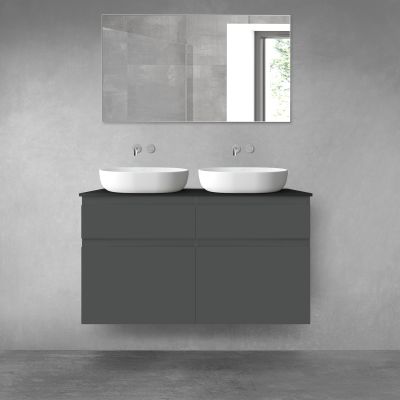 Oltens Vernal zestaw mebli łazienkowych 120 cm z blatem grafit mat/czarny mat 68303400