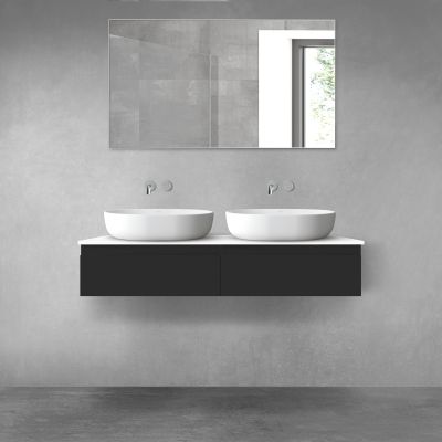Oltens Vernal zestaw mebli łazienkowych 120 cm z blatem czarny mat/biały połysk 68241300