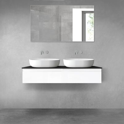 Oltens Vernal zestaw mebli łazienkowych 120 cm z blatem biały połysk/czarny mat 68242000