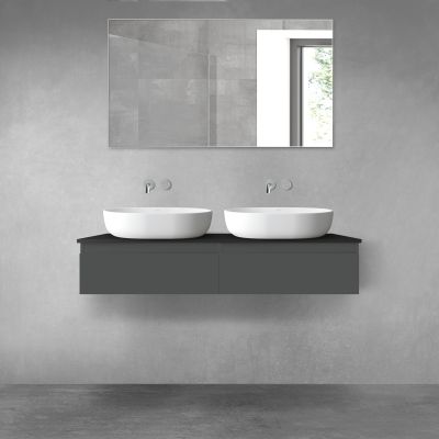 Oltens Vernal zestaw mebli łazienkowych 120 cm z blatem grafit mat/czarny mat 68242400