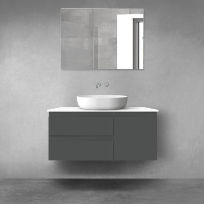 Oltens Vernal zestaw mebli łazienkowych 100 cm z blatem grafit mat/biały połysk 68204400