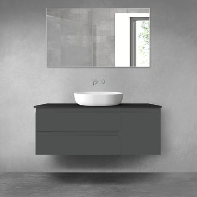 Oltens Vernal zestaw mebli łazienkowych 120 cm z blatem  grafit mat/czarny mat 68213400