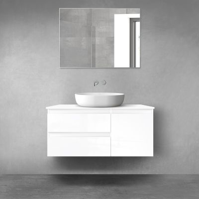 Oltens Vernal zestaw mebli łazienkowych 100 cm z blatem biały połysk 68201000