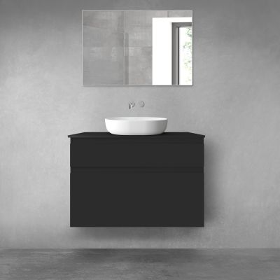 Oltens Vernal zestaw mebli łazienkowych 100 cm z blatem czarny mat 68220300
