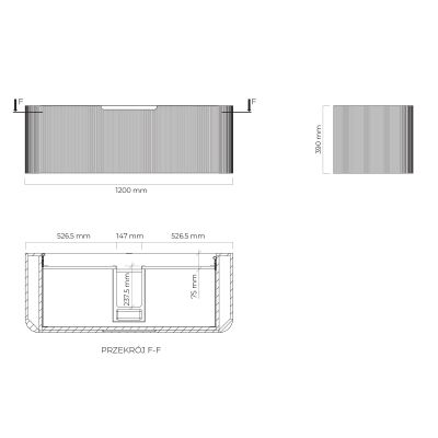 Oltens Hamnes szafka 120 cm podumywalkowa wisząca z blatem kaszmir 68677900