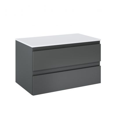 Oltens Vernal szafka 80 cm podumywalkowa wisząca z blatem grafit mat/biały połysk 68122400
