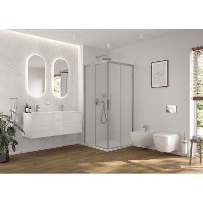 Oltens Bergytan brodzik 100x100 cm kwadratowy RockSurface biały 17102000