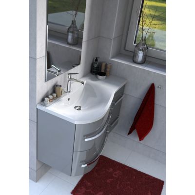 Zestaw Oristo Opal umywalka z szafką 90 cm lewy biały/szary połysk (OR30SD4S903L, UMEOP9092L)