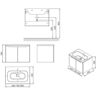 Ravak Classic SDD szafka 60 cm podumywalkowa wisząca biały połysk/biały X000001085