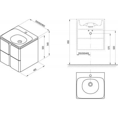 Ravak Balance szafka 50 cm podumywalkowa wisząca biały/grafit X000001365