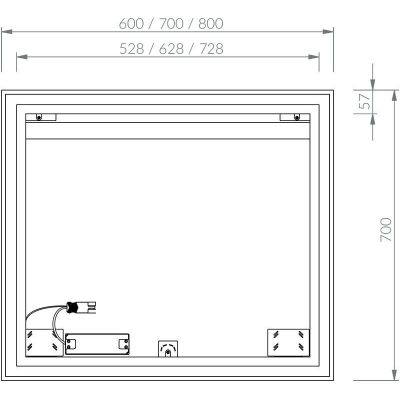 Ravak Oblong lustro 80x70 cm prostokątne z oświetleniem X000001564