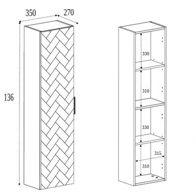Rodan Trend szafka 35x27x136 cm boczna wisząca czarna